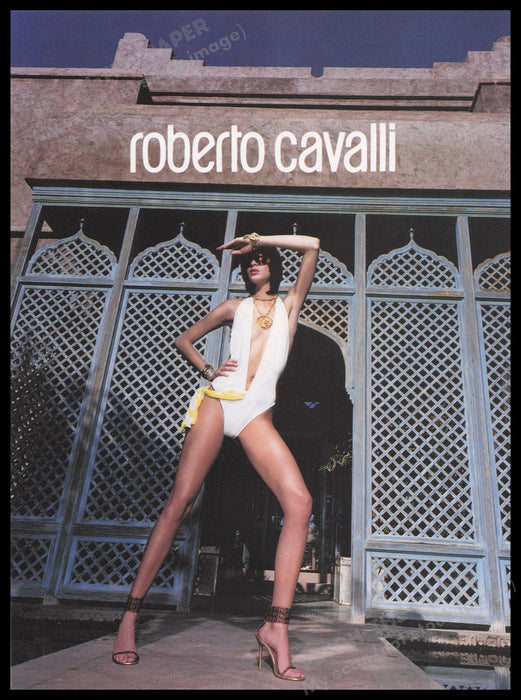 Roberto Cavalli 2000s Print Advertisement Ad 2001 Long Legs Model Heat Fetch the Paper!