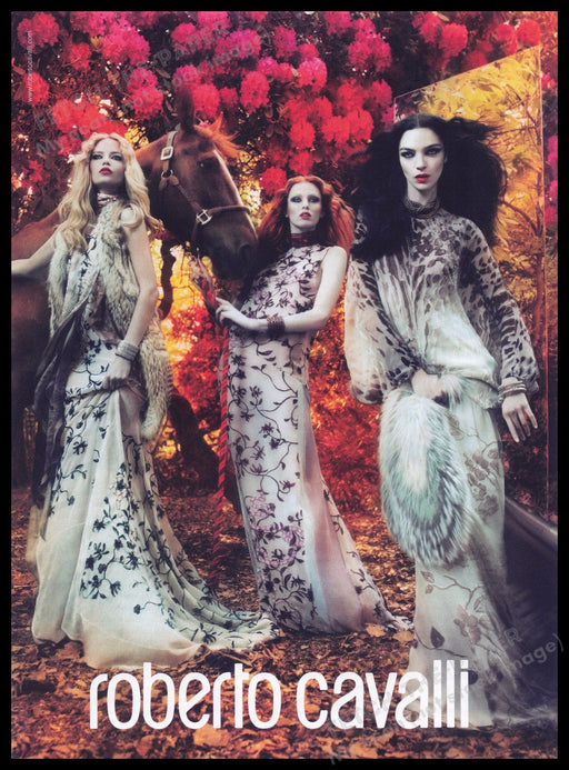 Roberto Cavalli Clothing 2000s Print Advertisement Ad 2011 Horse Fall Fashion Fetch the Paper!