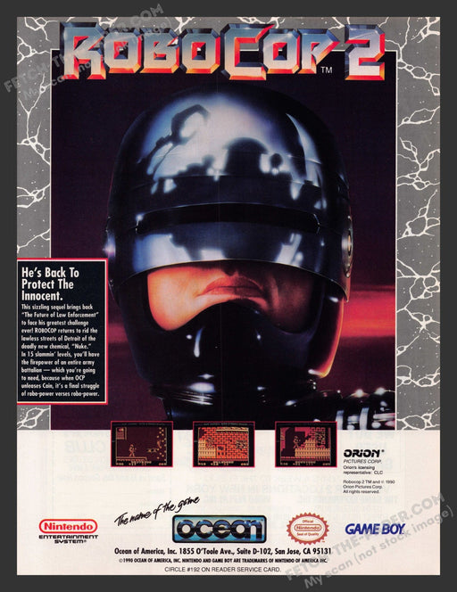 1991 Print Advertisement Robocop 2 Video Game Ad.