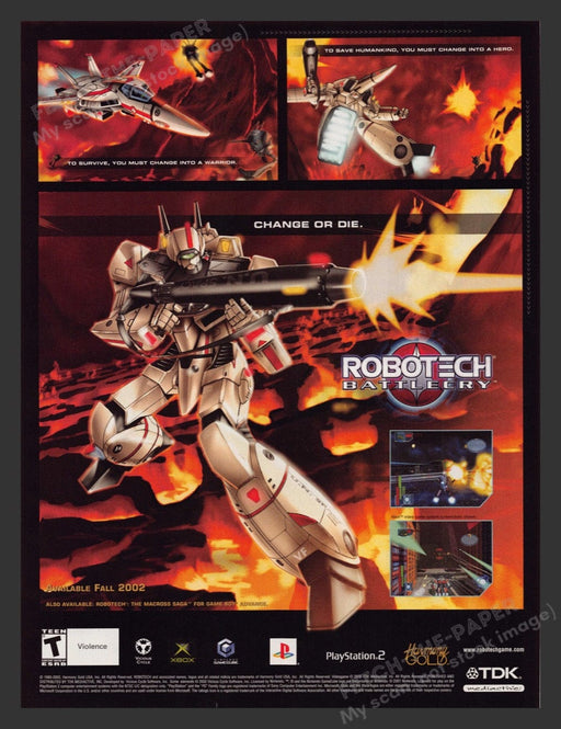 2002 Robotech Battlecry "Change or die" Video Game Print Advertisement