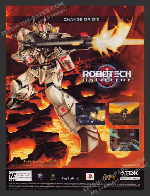 2002 Print Advertisement Video Game Robotech Battlecry Ad.