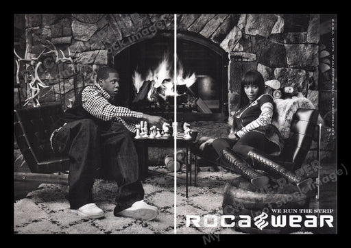 Roca Wear 2000s Print Advertisement Ad (2 pages) 2006 Jay-Z and Naomi Campbell Fetch the Paper!
