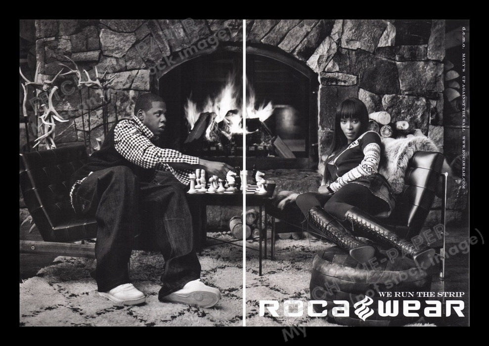 Roca Wear 2000s Print Advertisement Ad (2 pages) 2006 Jay-Z and Naomi Campbell Fetch the Paper!