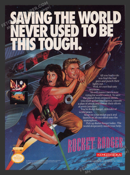 1990 Print Advertisement Rocket Ranger Video Game Ad.