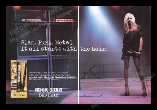 Rockstar Bed Head Hair Styler 2000s Print Advertisement Ad (2 pages) 2008 Legs Fetch the Paper!