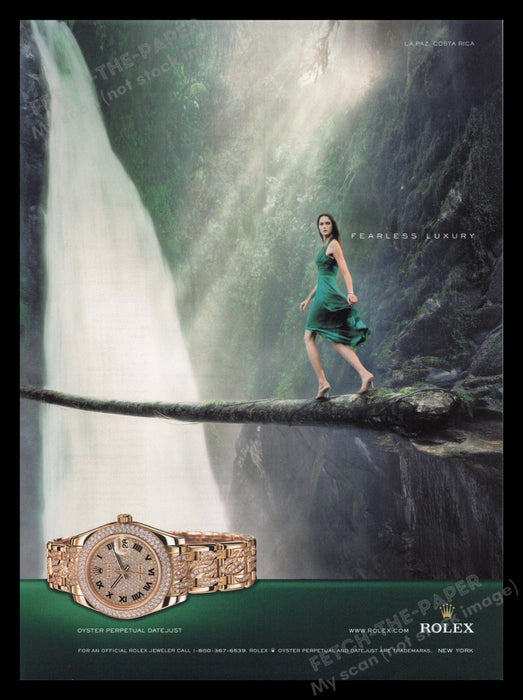 Rolex 2000s Print Advertisement Ad 2007 Watch Model Waterfall Fearless Luxury Fetch the Paper!