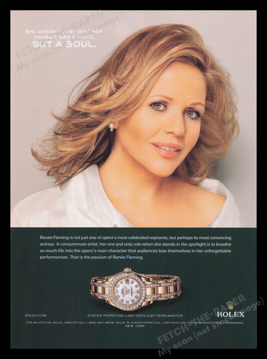 Rolex Watch 2000s Print Advertisement Ad 2007 Renee Fleming Opera Soprano Fetch the Paper!