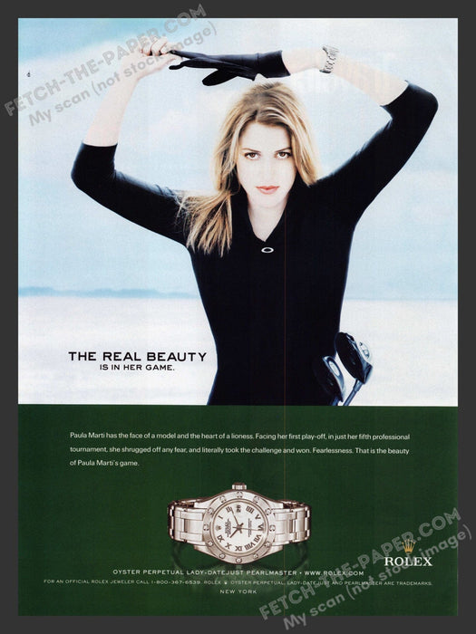 2005 Print Advertisement Rolex Watches Paula Marti Pro Golfer Athlete Ad.