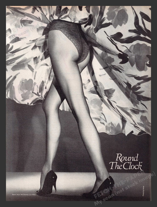 1988 Round the Clock Hosiery Chantilly Lace Panty Print Advertisement Ad