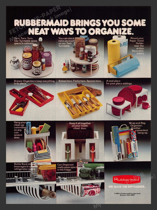 1980 Rubbermaid Organizing Systems for Kitchen Print Advertisement Ad