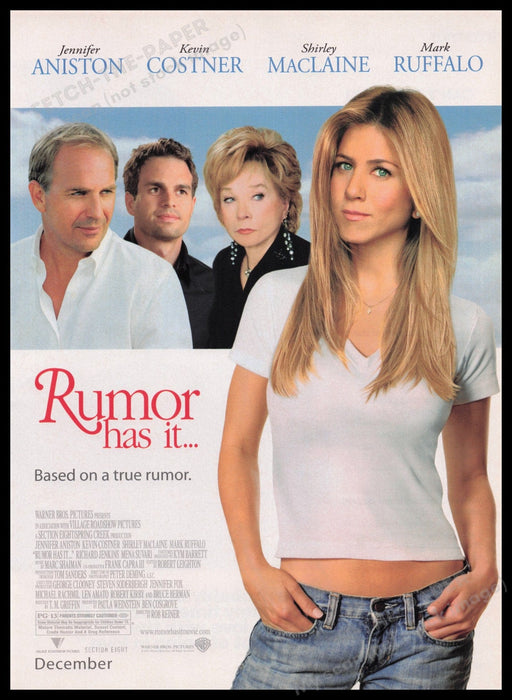 Rumor Has It 2000s Print Advertisement Ad 2005 Movie Release Aniston Costner Fetch the Paper!