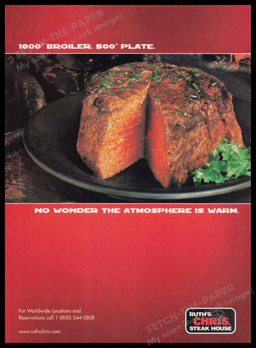 Ruth's Chris Steak House 2000s Print Advertisement Ad 2003 Fetch the Paper!
