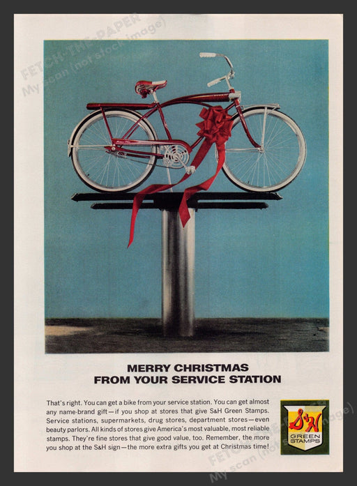 S&H Green Stamps 1960s Print Advertisement 1964 Murray Bicycle Christmas Fetch the Paper!