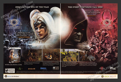 2008 Print Advertisement 2 Page Sacred 2: Fallen Angel Video Game Ad.