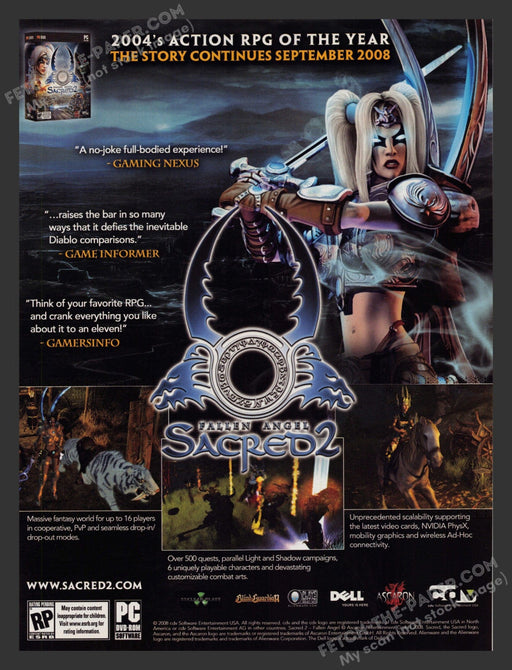 2008 Print Advertisement Sacred 2: Fallen Angel Video Game Ad.