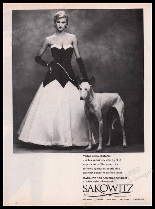 Sakowitz Clothing 1980s Print Advertisement Ad 1983 Ibizian Hound Dog Fetch the Paper!