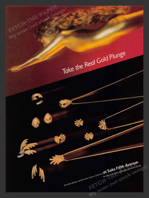 Saks Fifth Avenue 1980s Print Advertisement Ad 1983 Lazarus Collection Jewelry Fetch the Paper!