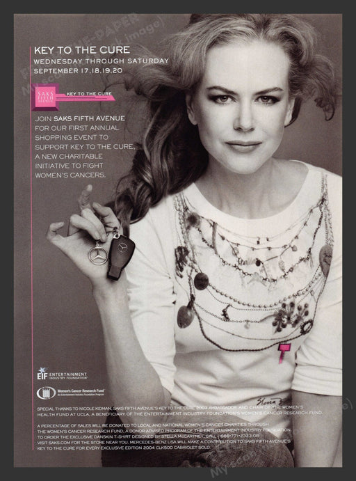 2003 Saks Fifth Avenue Key to the Cure Women's Cancer Print Advertisement Ad