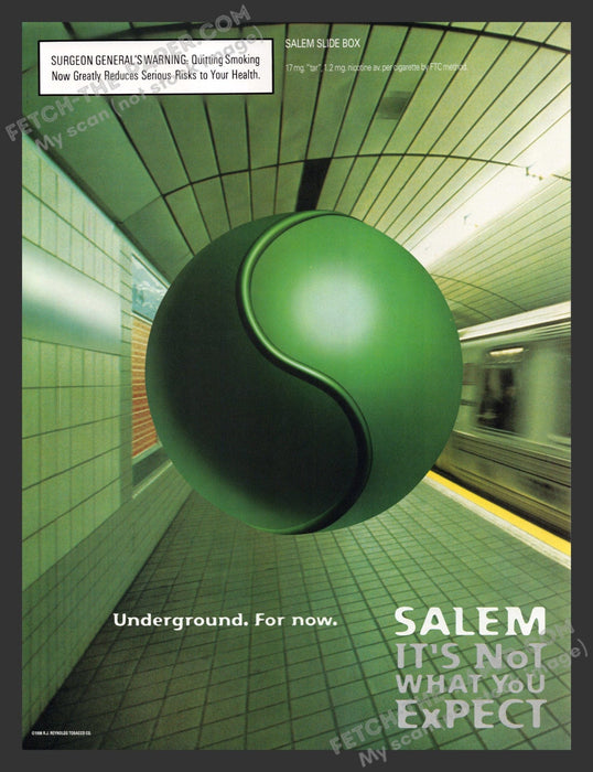 1998 Print Advertisement Salem Cigarettes Subway Terminal Ad.