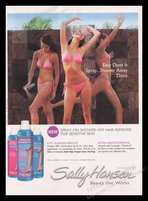 Sally Hansen 2000s Print Advertisement Ad 2009 Outdoor Shower Off Spray Fetch the Paper!