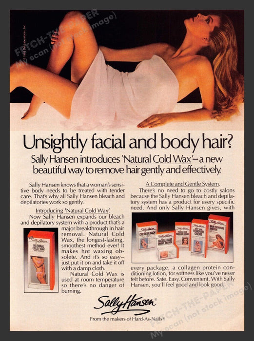 1983 Sally Hansen Natural Cold Wax Hair Remover Print Advertisement Ad