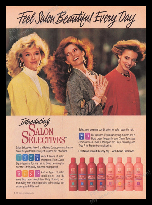 Salon Selectives Hair 1980s Print Advertisement Ad 1987 Salon Beautiful Fetch the Paper!