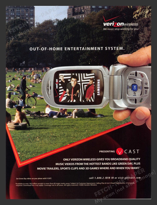 2005 Samsung V Cast Verizon Wireless Green Day Print Advertisement Ad