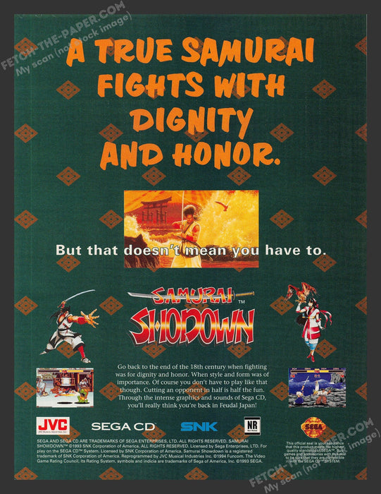 1994 Print Advertisement Samurai Shodown Video Game Ad.