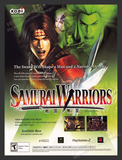 2004 Samurai Warriors Green Video Game Print Advertisement