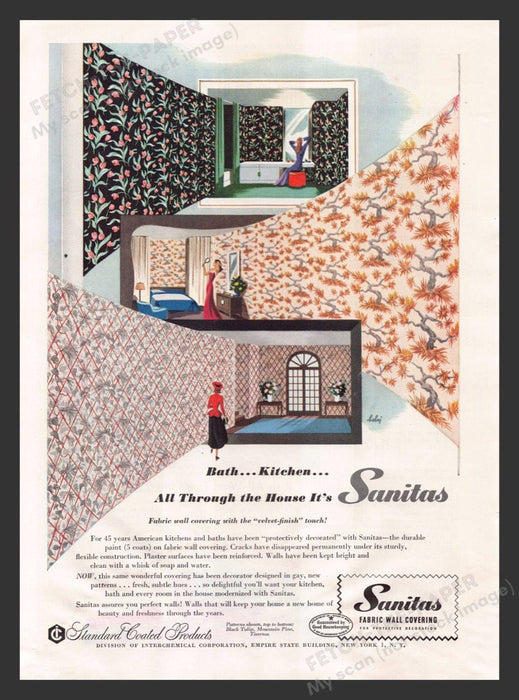 1948 Sanitas Fabric Wall Covering Print Advertisement Ad