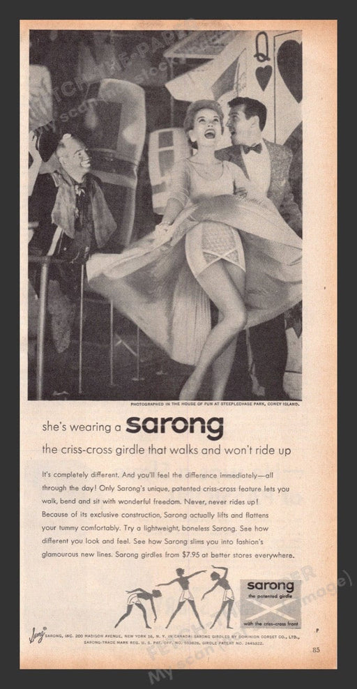 1956 Sarong Girdle Skirt Up House of Fun Coney Island Print Advertisement Ad