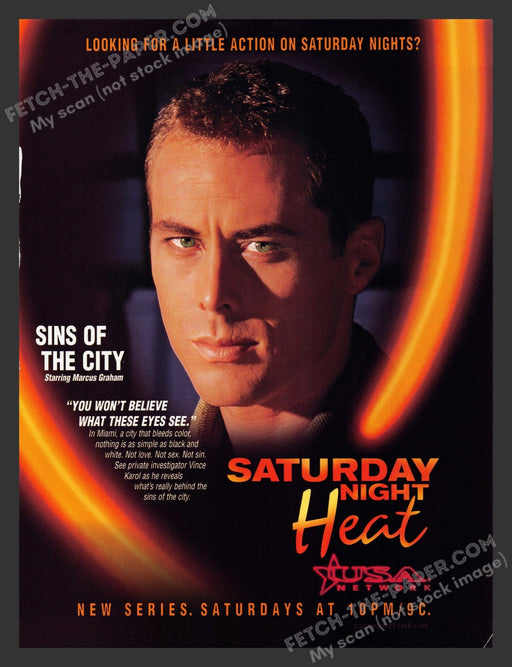 1998 Print Advertisement Saturday Night Heat T.V. Show Marcus Graham Actor Ad.