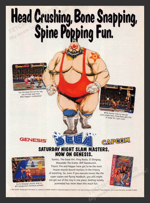 1994 Saturday Night Slam Masters Wrestling Video Game Print Advertisement