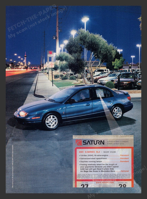 2001 Saturn S-Series SL2 Stratosphere Las Vegas Print Advertisement Ad