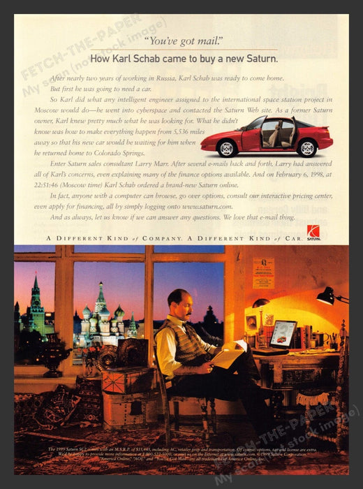 1999 Saturn SC2 Moscow Kremlin Print Advertisement Ad