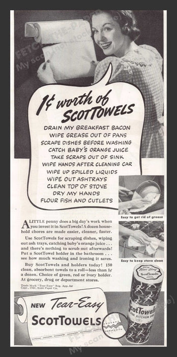 1941 Scot Towels Paper Towels Wife Cleaning Kitchen Print Advertisement Ad