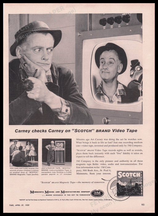 Scotch Brand Video Tape 1950s Print Advertisement Ad 1959 Fetch the Paper!