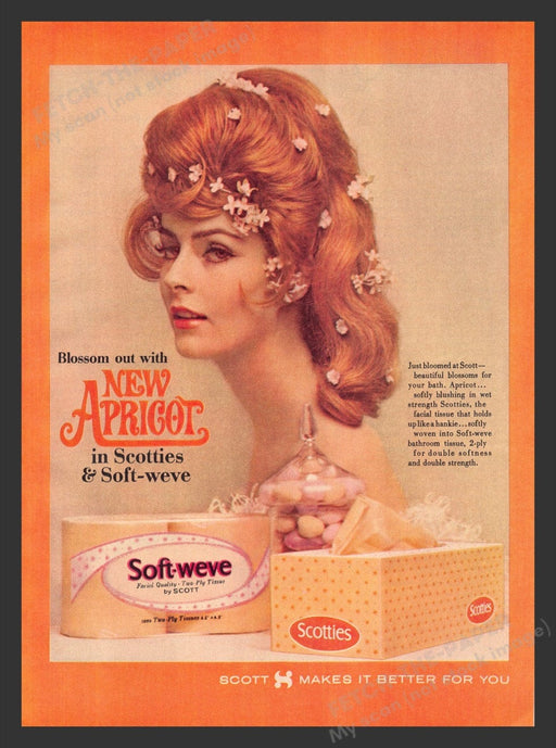 1964 Scotties Soft-weve Toilet Tissue New Apricot by Scott Print Ad