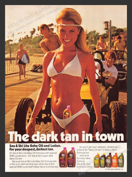 1984 Sea & Ski Tanning Products Bikini & Dune Buggies Print Advertisement Ad