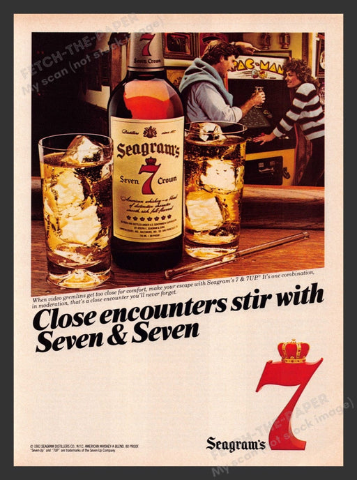 1983 Seagram's 7 Crown Pac-Man Arcade Game Print Advertisement Ad