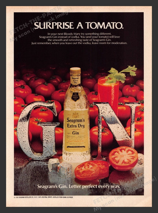 1983 Seagram's Extra Dry Gin Tomatoes Print Advertisement Ad