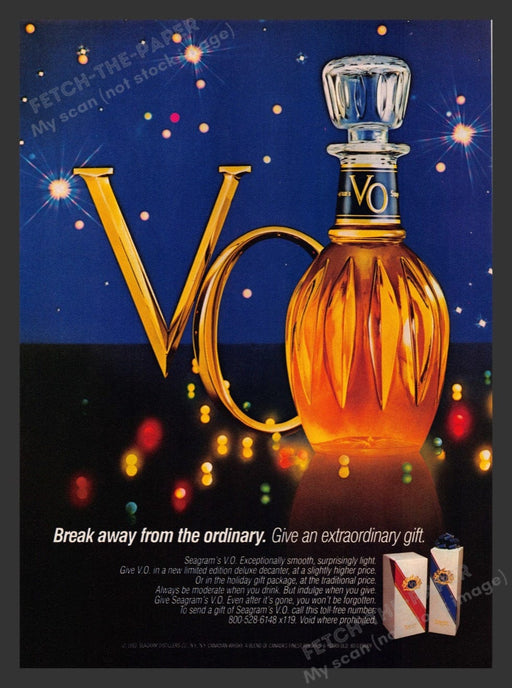 1983 Seagram's V.O. Holiday Gift Print Advertisement Ad