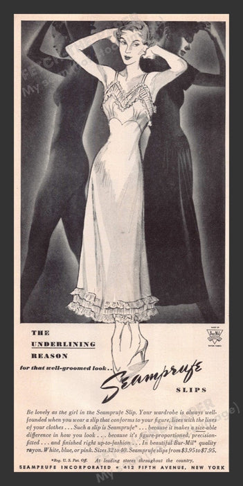 1948 Seamprufe Slips Nude Silhouette Print Advertisement Ad