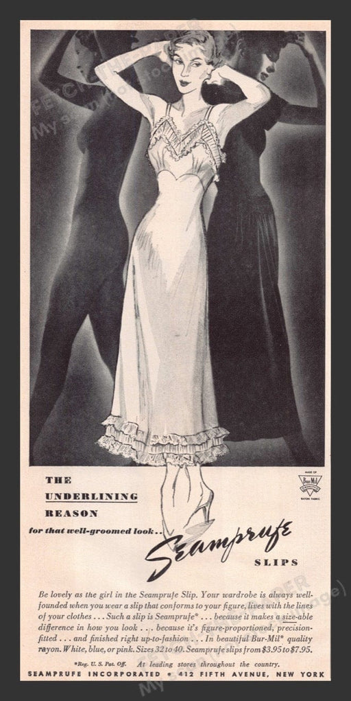 1948 Seamprufe Slips Nude Silhouette Print Advertisement Ad