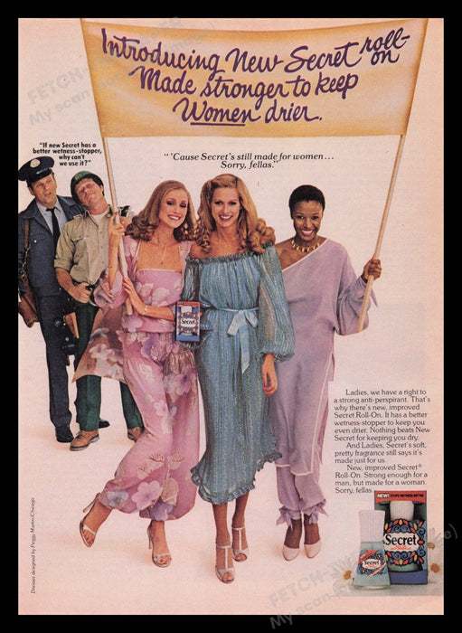 Secret Deodorant 1970s Print Advertisement Ad 1978 Made for Women Fetch the Paper!