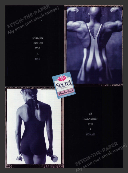 Secret Deodorant Body Builders 1990s Print Advertisement Ad 1996 Fetch the Paper!