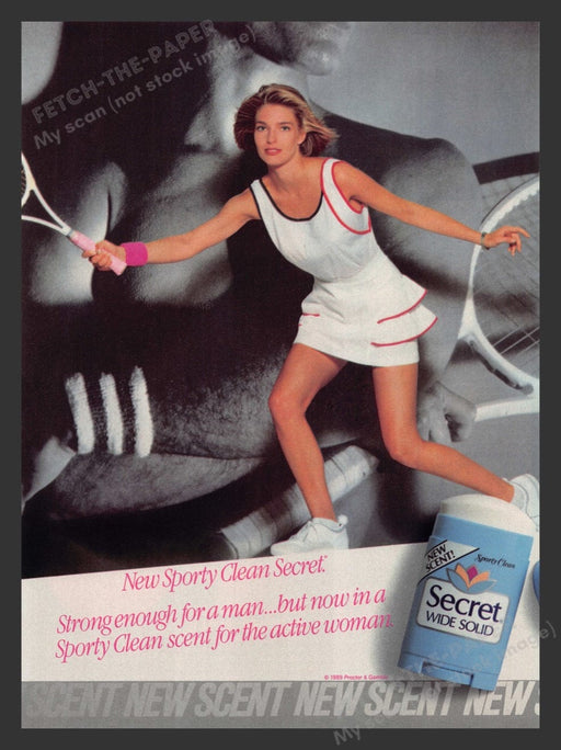 1989 Secret Deodorant Sporty Clean Tennis Legs Print Advertisement Ad