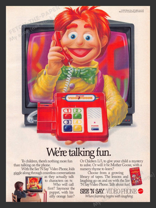 1989 See 'N Say Video Phone for Kids Print Advertisement Ad