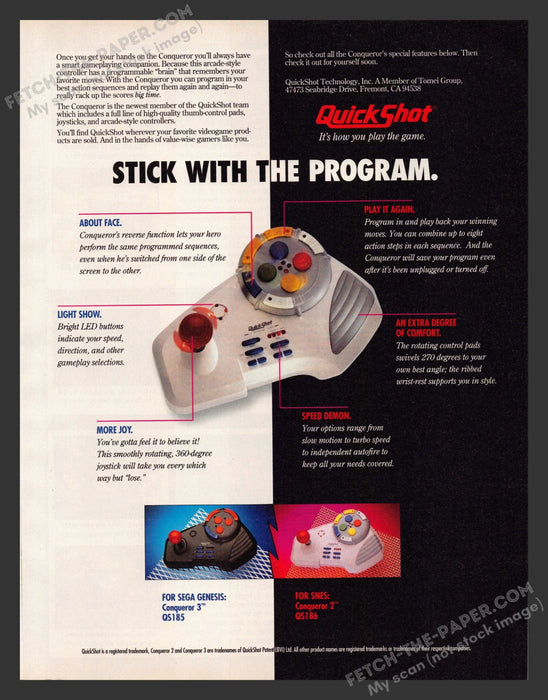 1993 Print Advertisement Sega Genesis Conqueror 2 & 3 Controller Video Game Ad.