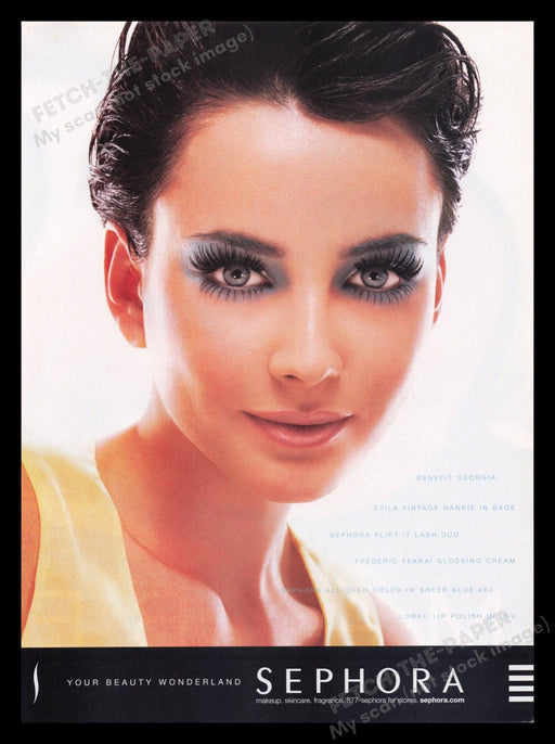 Sephora 2000's Print Advertisement Ad 2004 Cosmetics Beautiful Eyes Fetch the Paper!